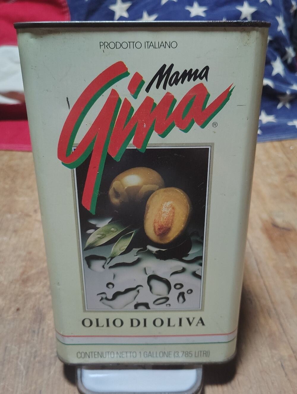 Vintage Mamma Gina Olive Oil Advertising Tin Empty For Display Kitchen Decor